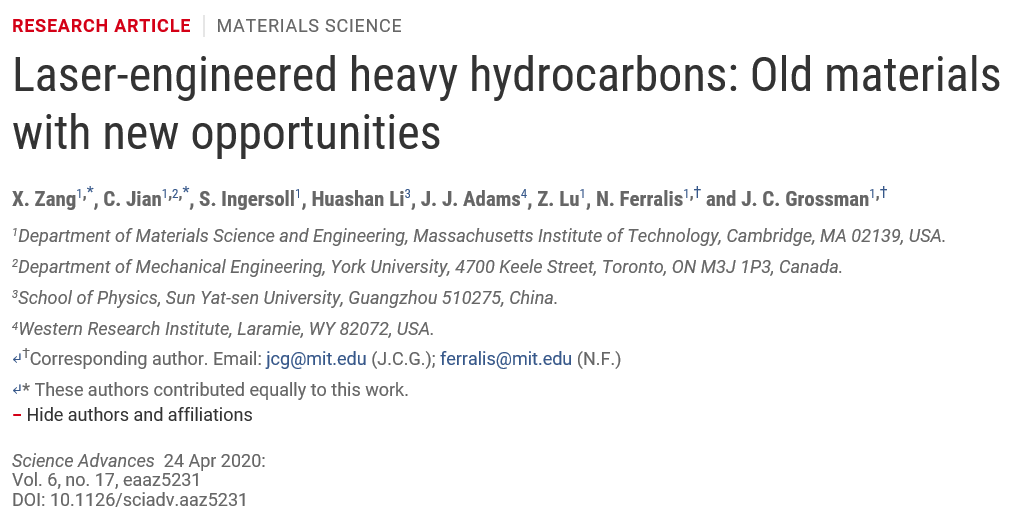 “脏”材料(煤、焦油、沥青)新机遇——激光工程重碳氢化合物