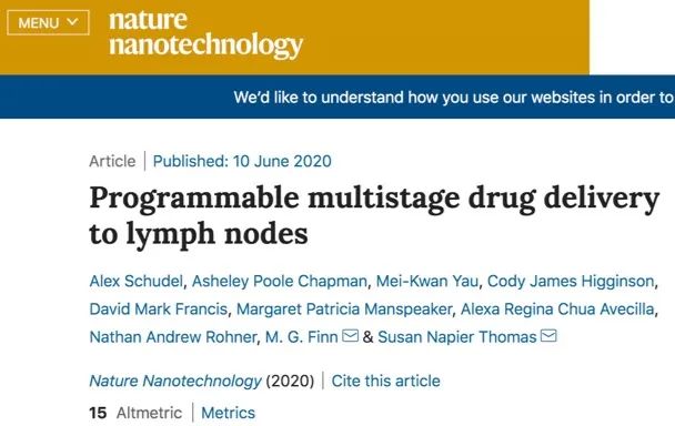 ​《Nature》子刊：可编程的多阶段药物释放！淋巴内药物运输障碍被攻破！