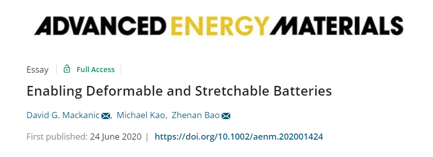 ​斯坦福大学鲍哲南团队《AEM》综述：柔性可拉伸电池