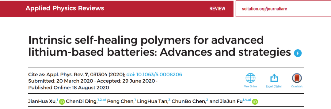 南京理工大学傅佳骏教授团队《APR》综述：如何设计本征自修复材料来提高锂电池电化学性能